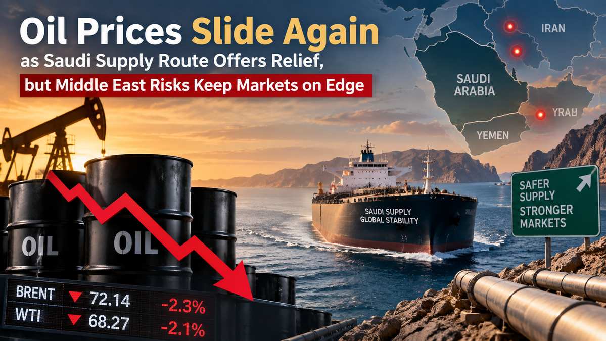 Oil Prices Slide Again as Saudi Supply Route Offers Relief, but Middle East Risks Keep Markets on Edge